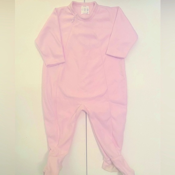 Lands End soft pink fleece onesie 12month - New Never Worn - Picture 1 of 6